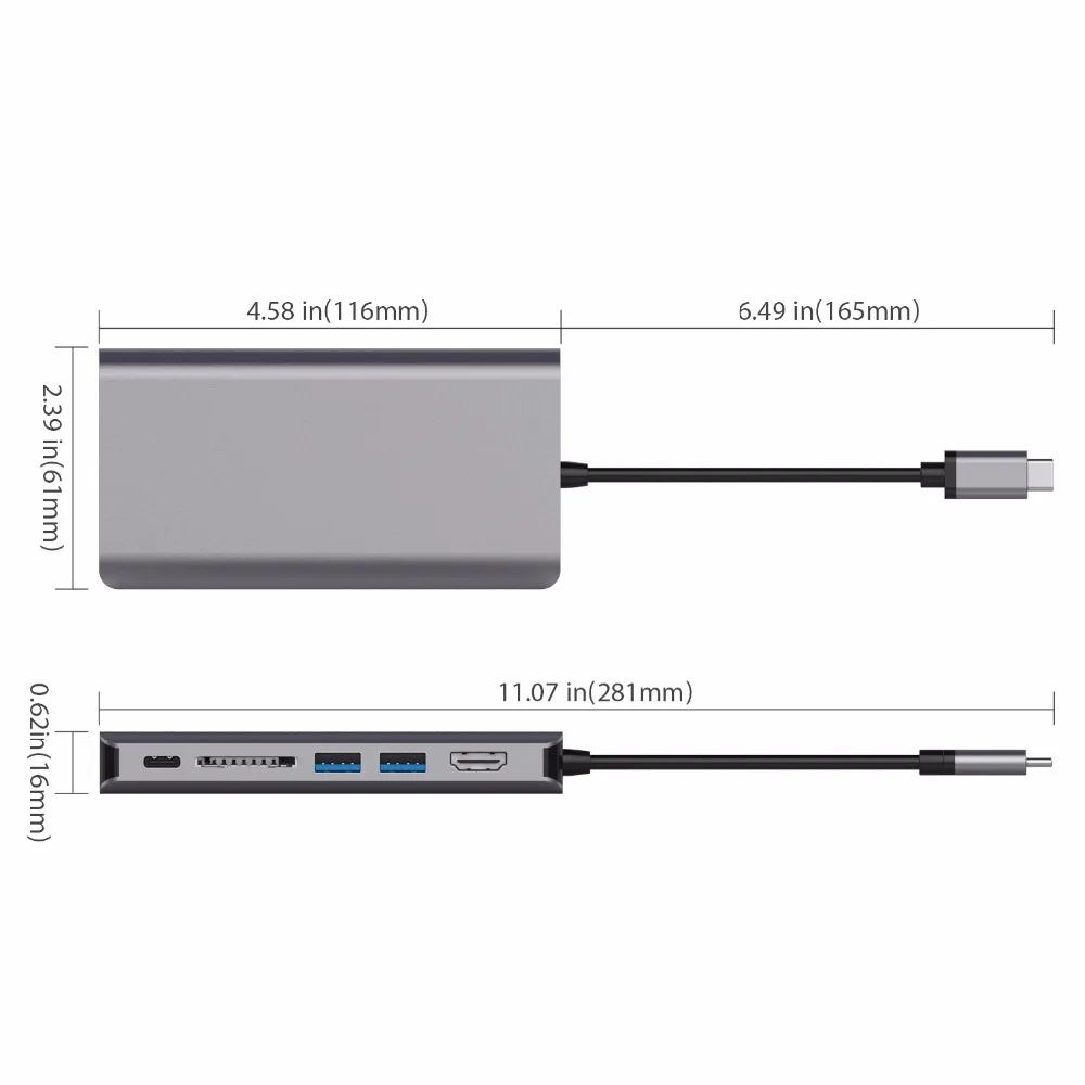 Type C концентратор USB-C 4K HDMI VGA RJ45 SD USB 3,0 ключ для ноутбука или смартфона с разъемом Thunderbolt type C или USB-C 3,1