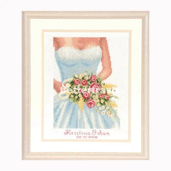 

Blue bride wedding gift Needlework,DIY Cross stitch,Full Embroidery kit Cross-Stitch portrait decor painting cartoon wholesale