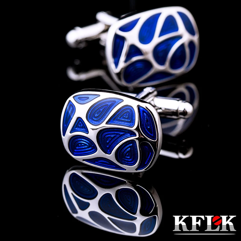Kflk Jewelry For Men's Brand Of High Quality Shirt Cuff Links Blue