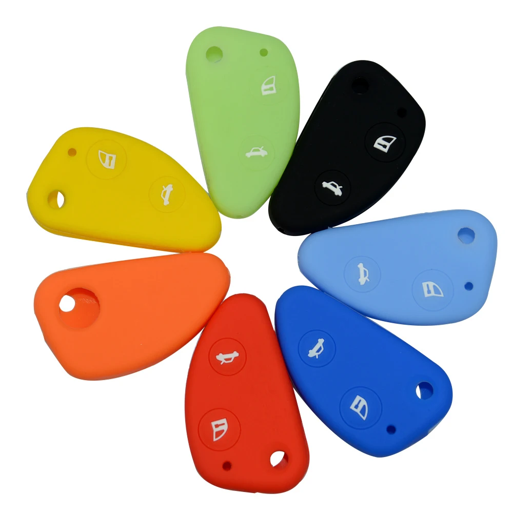 Car Key Silicone Rubber FOB Cover Case Set Shell Protect for Alfa Romeo 147 156 166 GT JTD TS Flip Folding 2 Buttons Remote