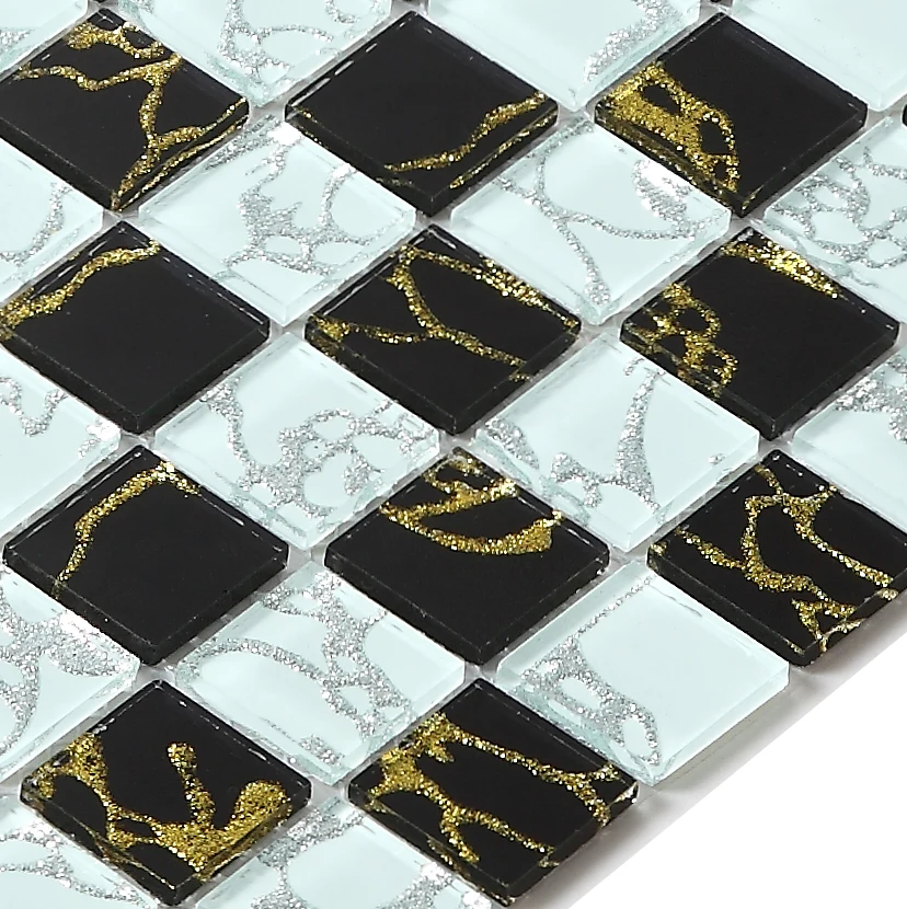 Kupuj online tanie black and gold glass tile backsplash ...