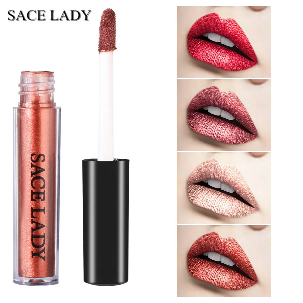 

SACE LADY Portable Metallic Liquid Lipstick 1.5ml 10 Colors Long Lasting Lip Gloss Waterproof Makeup Pigment Glitter Tint TSLM2