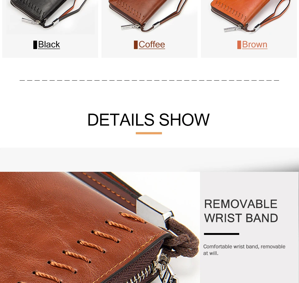 Vintage Long Men Wallet PU Leather Purse for Men Large Capaciry Money Bag Thread Male Clutch Wallets Zipper Card Holder Wallet