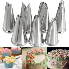 7 шт./лот набор наконечников для украшения листьев кремового металла из нержавеющей стали глазурь трубопроводов сопла украшения торта кекс Кондитерские инструменты