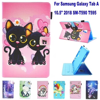 

Fashion Painted Case For Samsung Galaxy Tab A 10.5" 2018 SM-T590 T595 Case Funda Stand Auto Wake Up/Sleep Function Unicorn Owl