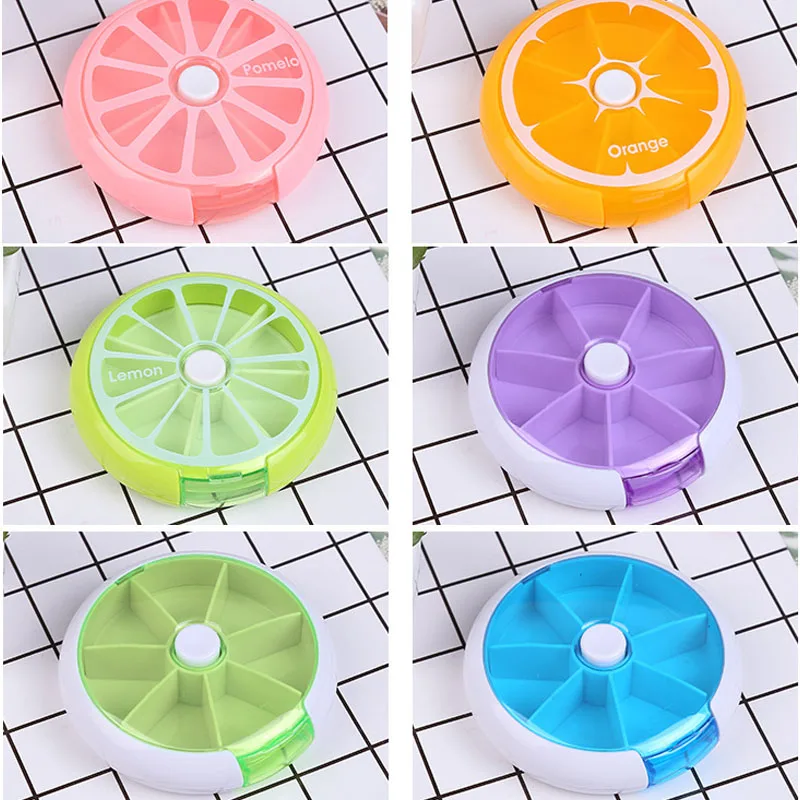 

7 Day Weekly Round Fruit Shaped Pill Box Drugs Holder Tablet Medicine Sort Storage Case Vitamin Storage Box Container Organizer