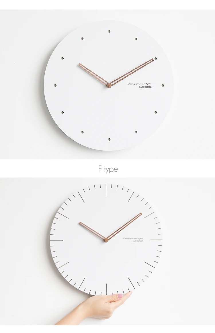 Criativo minimalista relógios de parede madeira branca