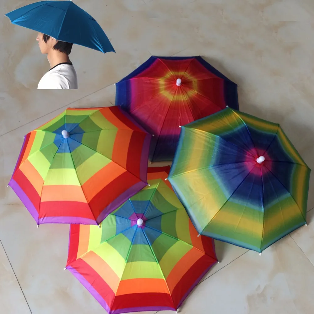 

Outdoor Large Multicolor Cycling Fishing Hiking Sun Camping Head Umbrella Sun Rain Umbrellas Beach Camping Hat Cap Outdoor Sport