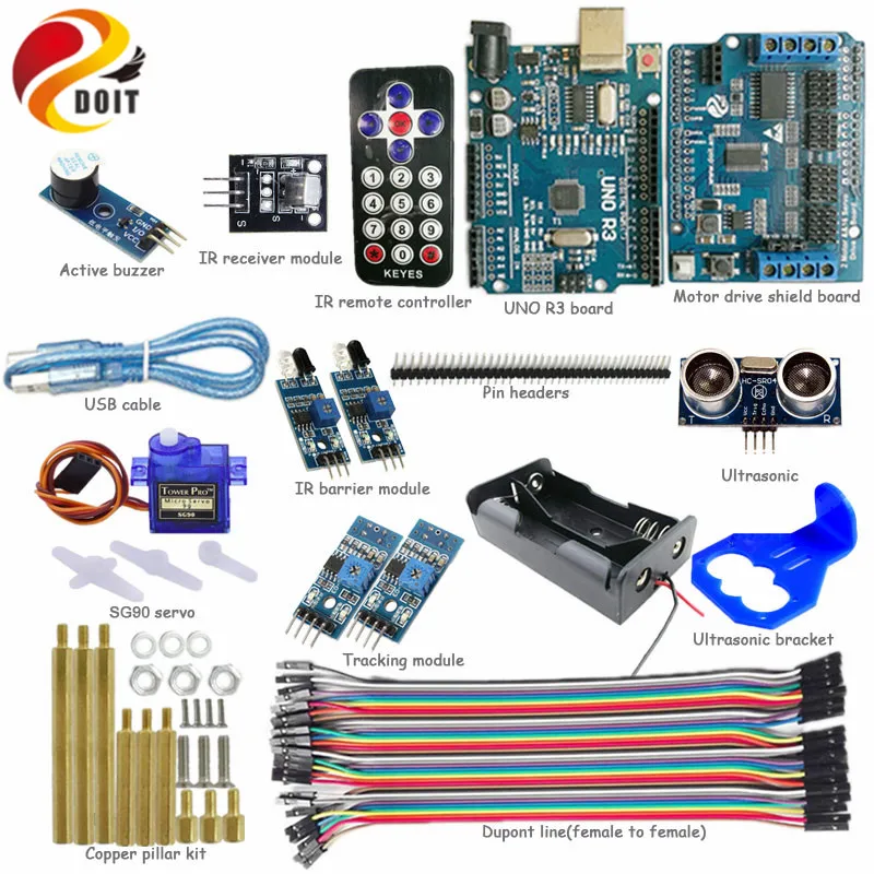 ИК контроль обход препятствий 4WD робот автомобиль шасси комплект для Arduino с
