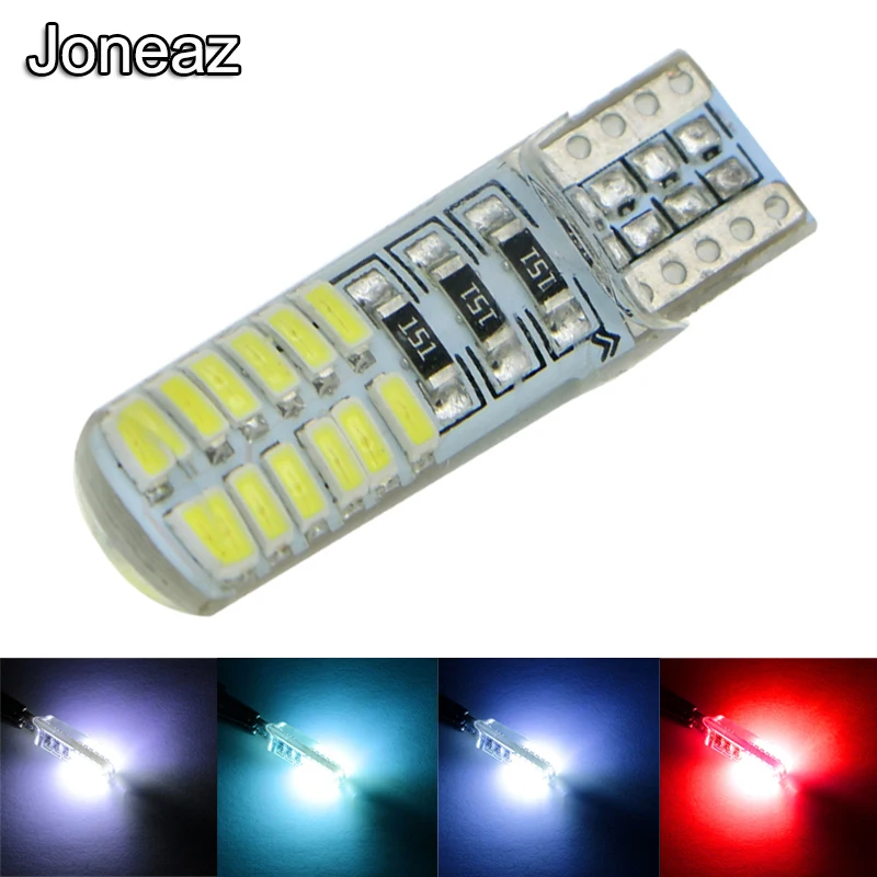 

Joneaz 20x car led lights T10 No Error W5W 194 168 bulb light Dc 12v 3014 24 leds Silicone Clearance Auto Reading Lamp white red