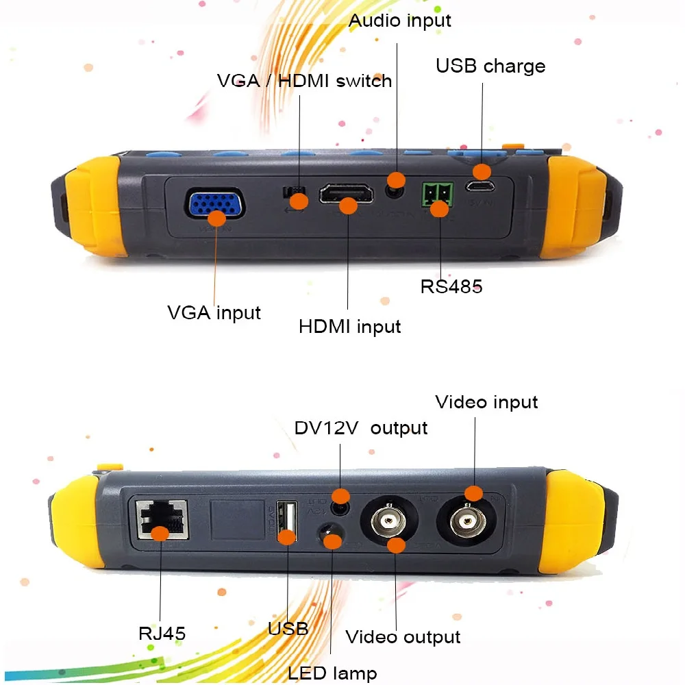 5 дюймов TFT lcd HD 5MP TVI AHD CVI CVBS Аналоговый тестер камеры безопасности монитор все в одном CCTV тестер VGA HDMI вход IV8W