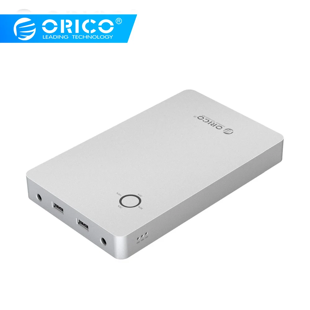 

ORICO Aluminum Alloy Power Bank Dual Output One DC Port 12/15/19V Power Bank 28800mAh External Battery Pack for Laptop