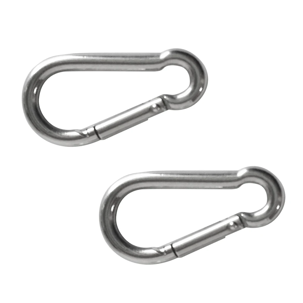 2 Pieces Stainless Steel Carabiner Clip Snap Spring Fast Hook Buckle M5/4x50/40mm for Camping Hiking Boating Kayaking Accessory