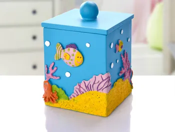 

Creative Mediterranean Style Cotton Swabs Storage Box Europe Style Desktop Resin Household Storage Box