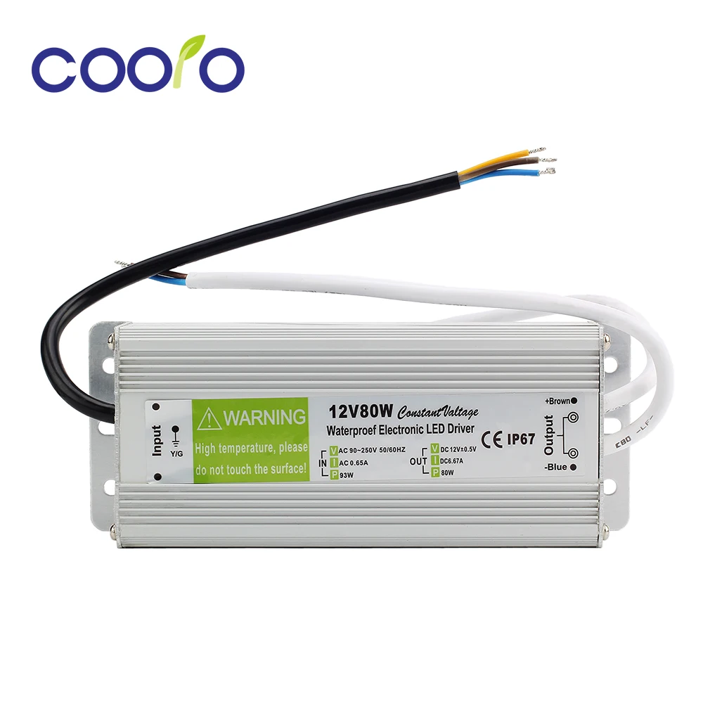 

DC12V 80W Waterproof ip67 Electronic LED Driver outdoor use power supply led strip transformers adapter,Free shipping