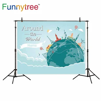 

Funnytree background for photo studio around the world earth cloud architecture cartoon custom photography backdrop photocall