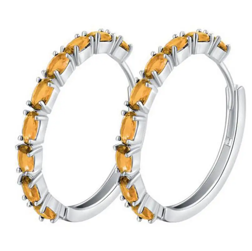 Anenjery классические модные красочные ослепительные Полные CZ серьги-кольца с цирконом для женщин медные сережки oorbellen brincos T-E64 - Окраска металла: Yellow