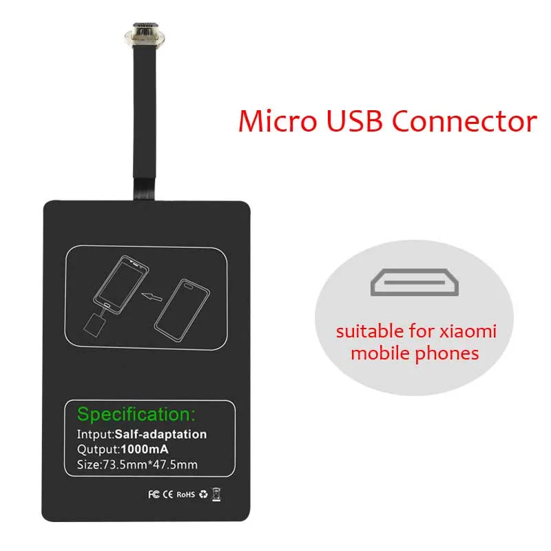 Беспроводное зарядное устройство приемник для iPhone 7 6 5 samsung a5 7 беспроводной зарядный приемник для Xiaomi 5 6 Redmi 4x oneplus lg - Тип штекера: micro usb 2