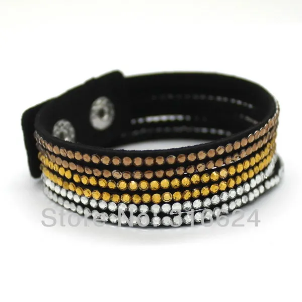 Fashion Jewelry Fashion Bracelet Leather Bracelet Crystal Men Leather Bracelets Mosaic Rhinestone Charm Bracelets