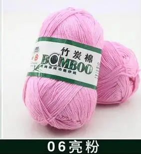 TPRPYN 500 г = 10 шт. мягкая гладкая натуральная бамбуковая хлопковая пряжа для ручного вязания, Детская хлопчатобумажная пряжа, вязаная BR123 - Цвет: 06 bright pink