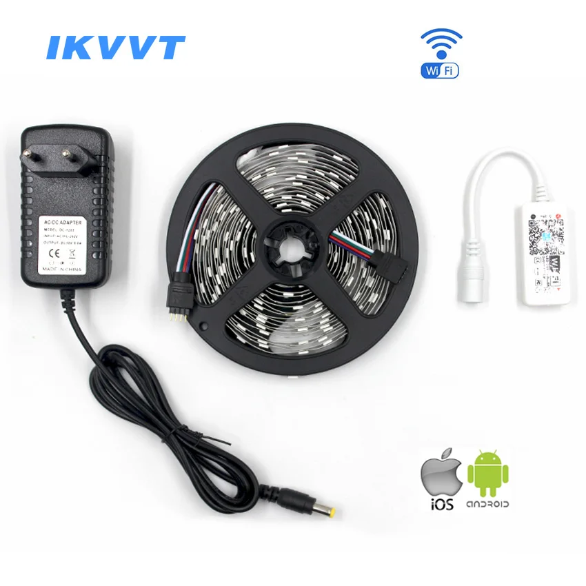 IKVVT 15 м 10 5 5050 RGB WIFI Светодиодная лента 30 светодиодов/м rgb пульт дистанционного