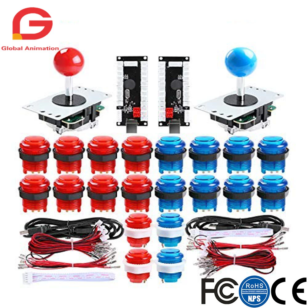 

2Player LED Arcade Kit for USB MAME PC Game & Raspberry Pi Controller DIY Zero Delay USB Encoder Arcade Joystick and push Button