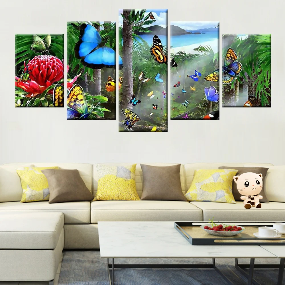 

5 high definition printed photo posters butterfly wall art home decoration living room or room painting