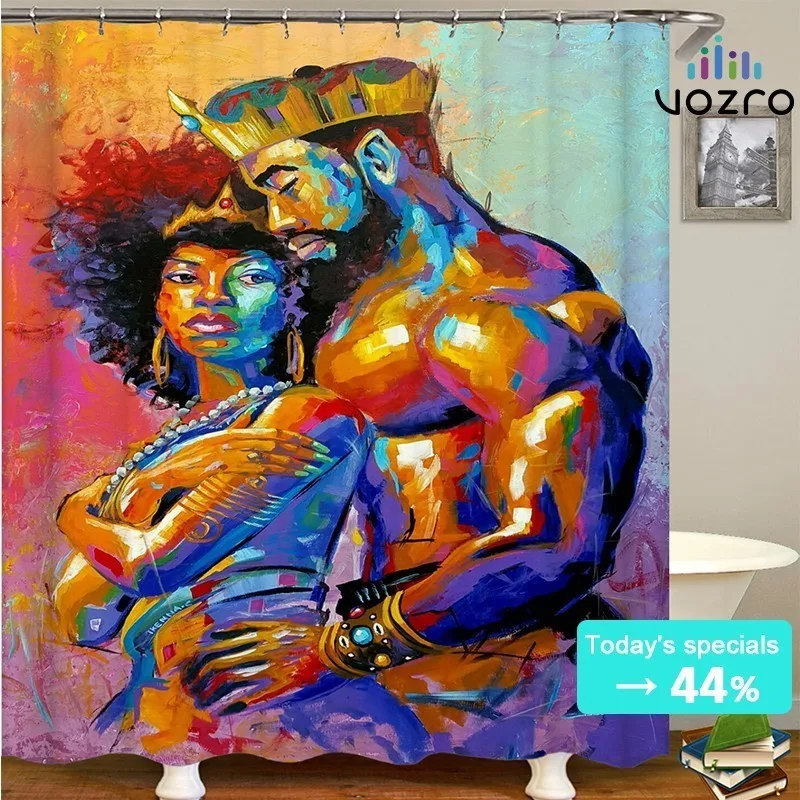 

VOZRO King and woman oil painting shower curtain products bape bathroom douchegordijn pascoa douchegordijn None cortina london