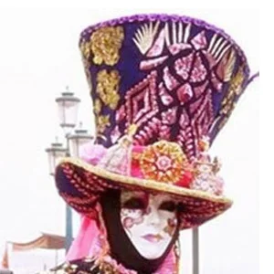Фиолетовый Венецианский торговый традиционный наряд для ночного клуба или бара бизнес Хэллоуин косплей Национальный карнавал печати платье маска-шляпа - Цвет: hat and mask