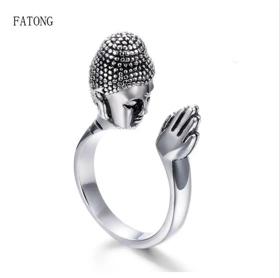Koor toren In beweging Peaceful blessing Buddha Buddha head titanium steel open ring unisex t0935  - AliExpress Jewelry & Accessories