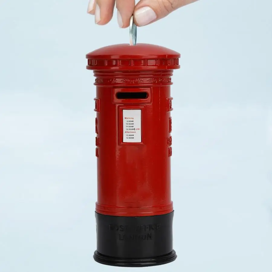 

Postal Piggy Bank Vintage Metal London Red Telephone Booth Saving Pot Money Deposit Box Coin Bank Gift Decoration