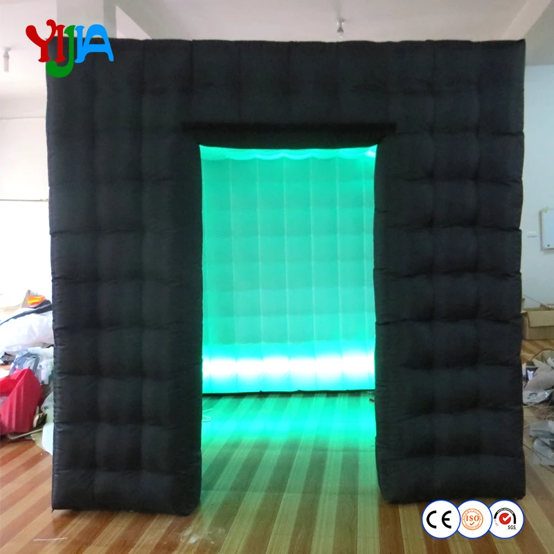 DHL free shipping LED strips on the bottom inflatable photobooth cube tent black outside white inside portable booth for sale DHL free shipping LED strips on the bottom inflatable photobooth cube tent black outside white inside portable booth for sale