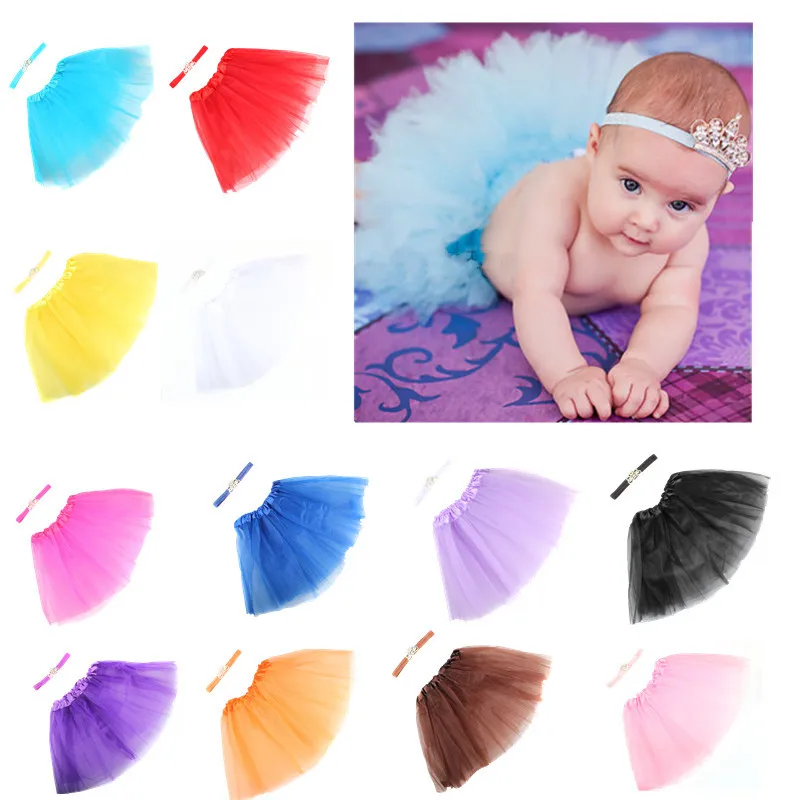 Baby Photography Prop Infant Tutu Skirt Crown Hairband 2PCS Bow-Knot Dress Outfits with Headband birthday party baby acessories | Детская