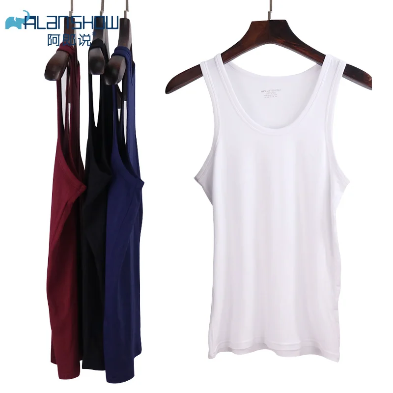 

ALANSHOW 4pcs/lot Men's Tank Top Fashion summer style Sleeveless Undershirts Male Bodybuilding Tank Top Casual Modal Vest Tops