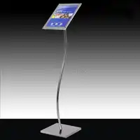 A4 Floor Standing Curved Post Menu Sign & Poster Holder Display Stand with Acrylic Picture&Signage Frames