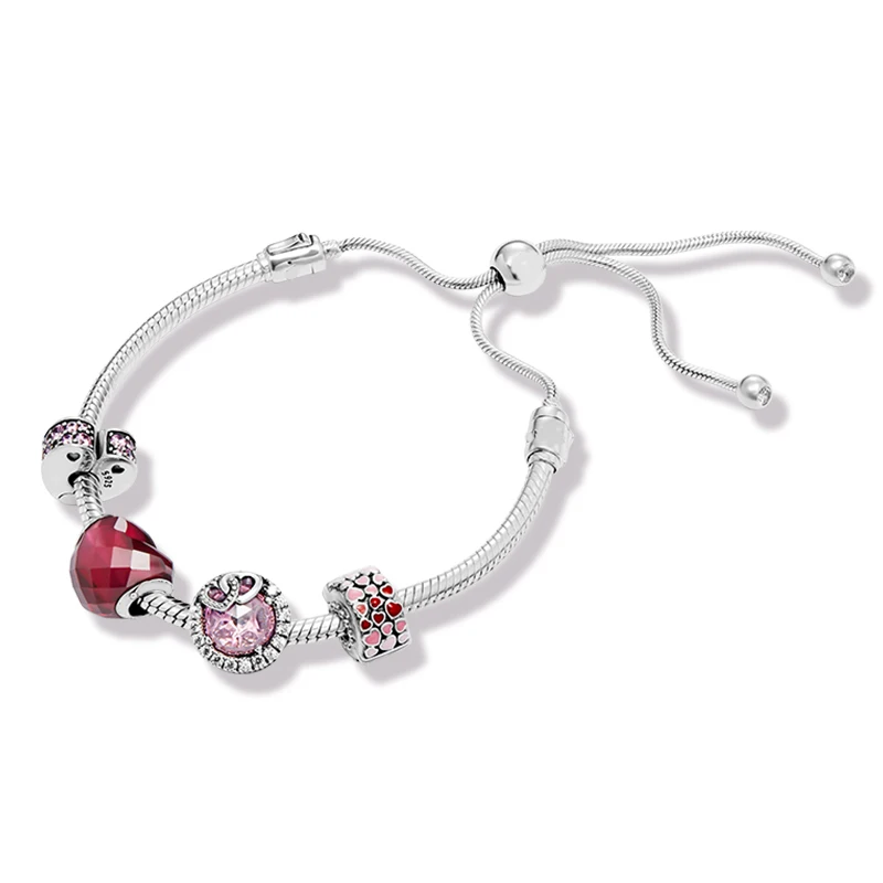 

Authentic 925 Sterling Silver Original Love Europe Bracelet Set With Clear CZ Fit Women Bead Charm Bangle Gift DIY Jewelry