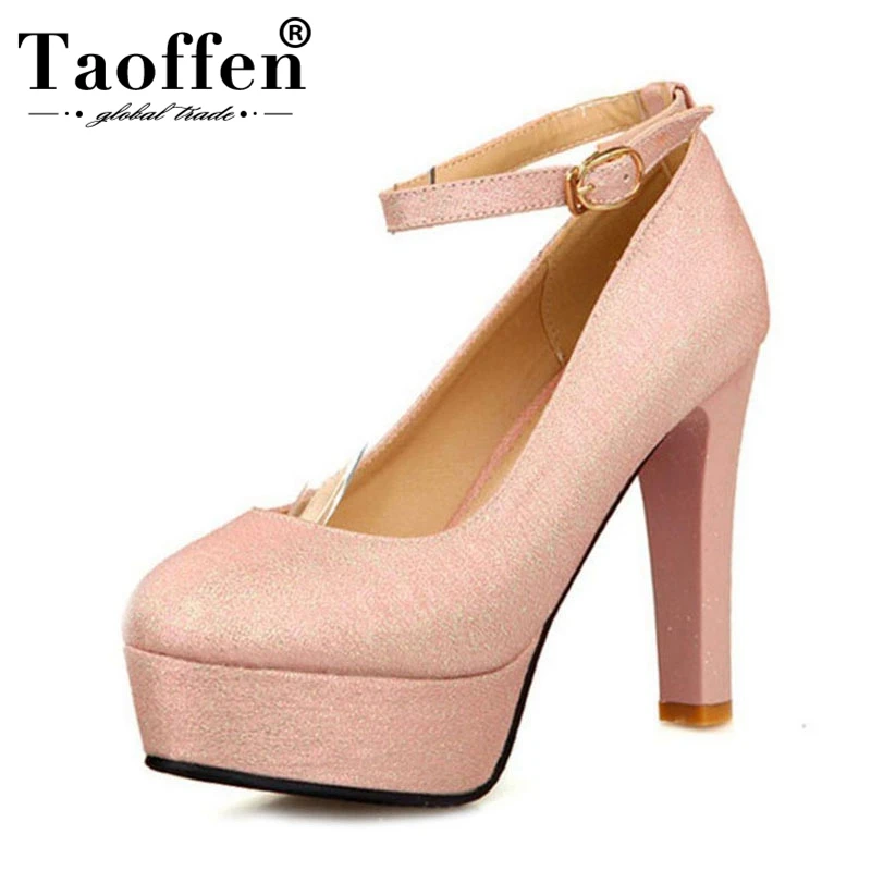 

TAOFFEN women thin high heel shoes round toe platform female fashion heeled sexy pumps heels shoes plus big size 30-50 P16615