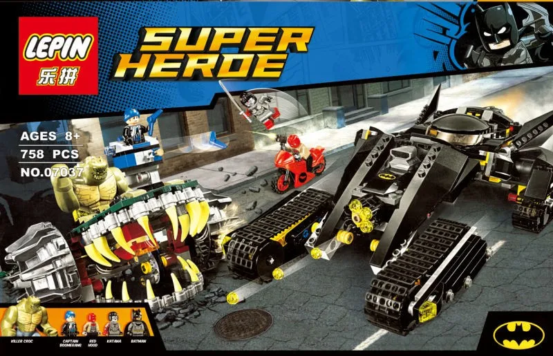 NEW font b LEPIN b font 07037 758Pcs Avenger Superheroes Batman Killer Croc Sewer Smash Model