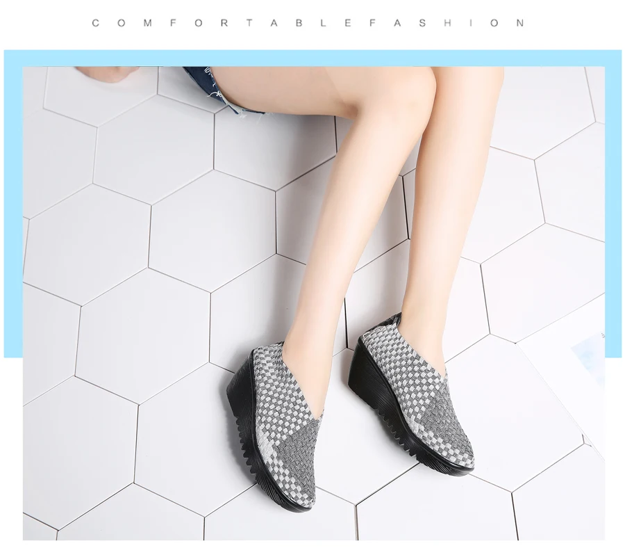STQ/ г., осенние женские кроссовки на платформе Женская тканая обувь на плоской подошве сандалии-гладиаторы на толстом каблуке обувь на платформе без застежки, 866