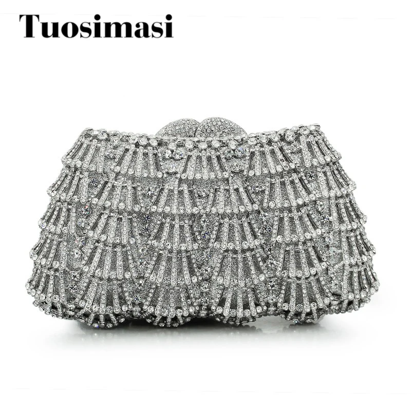 

colorful crystal purse with chain flower hard clutch evening bag clutch bag (88171A-S)