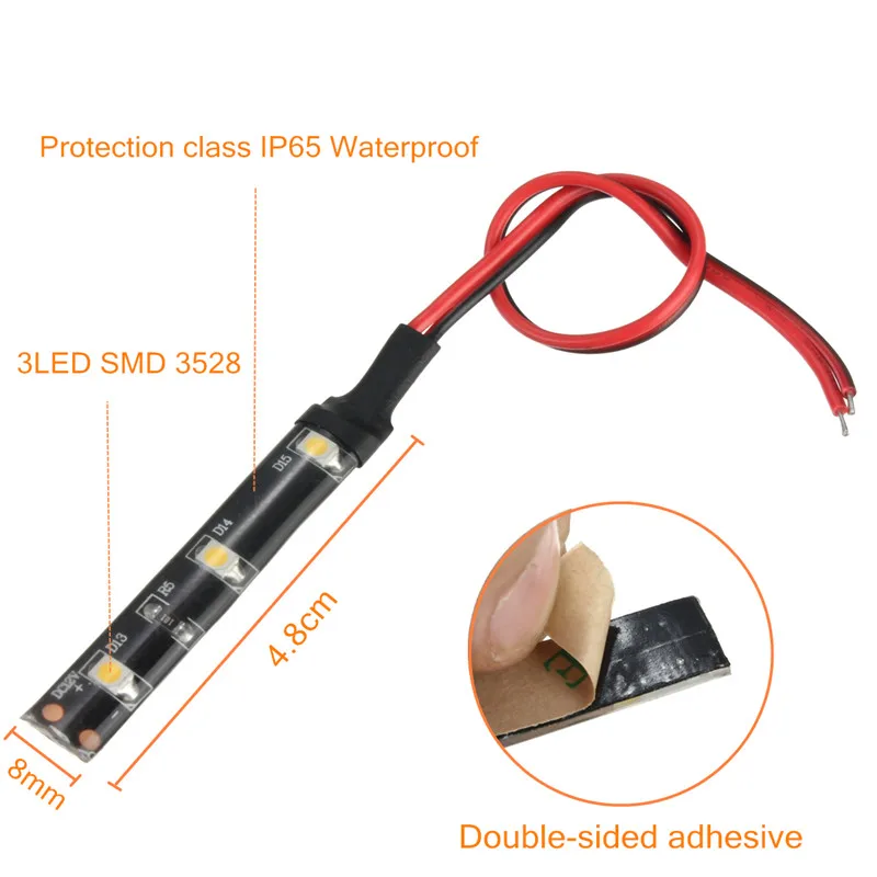 5 шт. светодиодный гибкий свет лампы лента SMD 3528 Водонепроницаемый IP65 автомобильные лампы для декора DC12V красного, зеленого и синего цвета цвет: желтый, белый