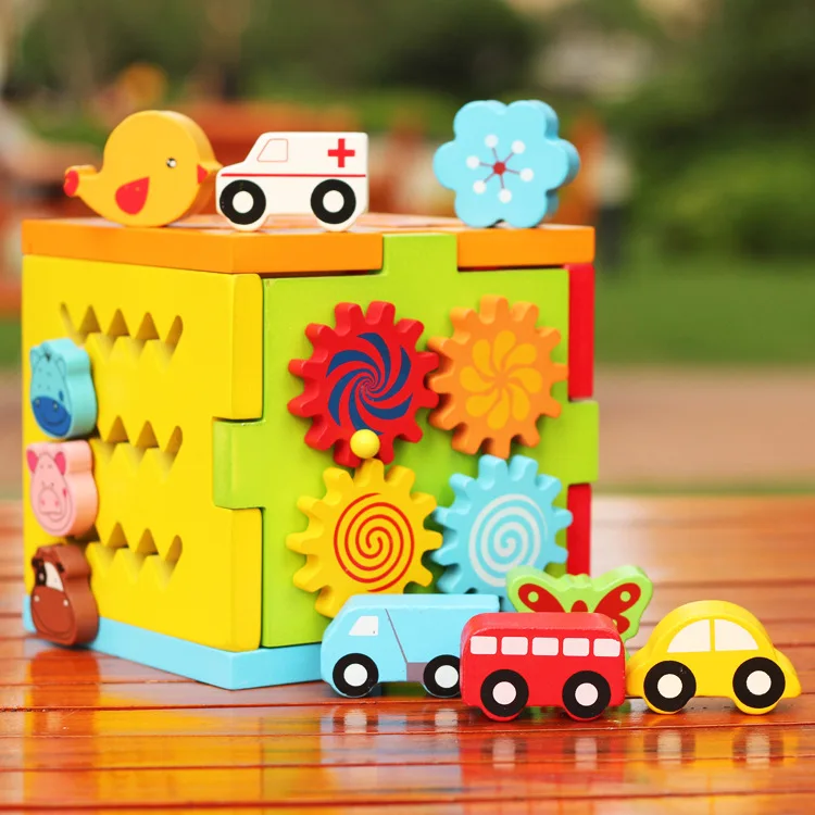 

Multifunctional Shape Matching Wooden Box Early Childhood Cognitive Montessori Education Materials Intelligence Toys WD45-5