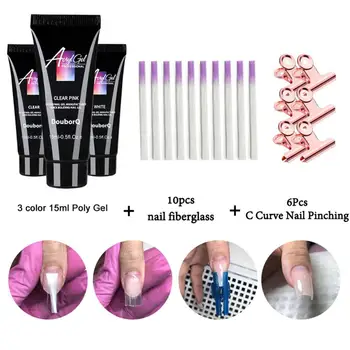

Professional 5.5cm Nail Art Fiberglass Kit Nail Extension Glue Set With Nail Form Clip DIY Manicure Salon Nail Art Tool Set