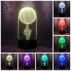 3D ночной Светильник, визуальная иллюзия, светодиодный, 7 цветов, меняющий светильник, домашний декор, пальчиковая баскетбольная модель