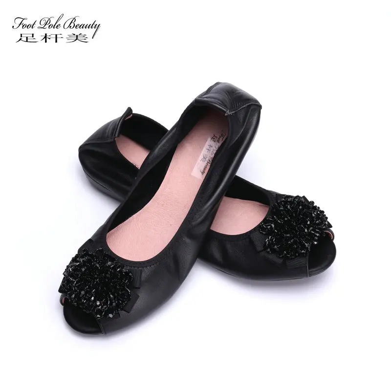 

2018 Women Ballerina Flat Shoes Genuine Leather summer fish's mouth Bowknot Soft Ladies Shoes Comfortable Casual Slip on Shoes