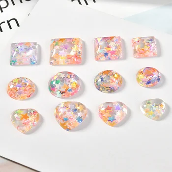 

Wholesale 100pcs Flatback Colorful Resin Cabochons Flatback Round Heart Square DIY Jewelry Findings Ornament Accessories Cameo