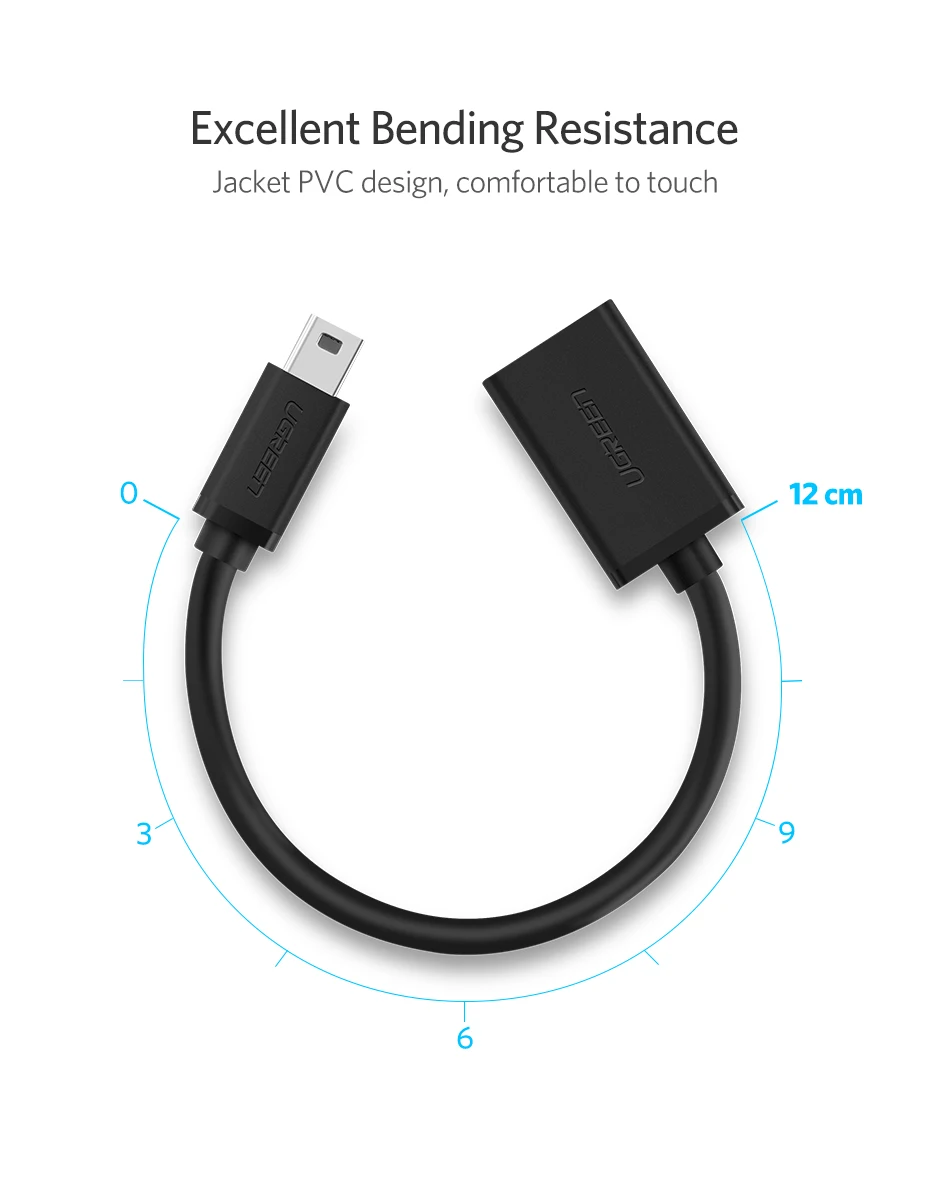 Ugreen USB адаптер Mini USB 2,0-USB OTG кабель для MP3 MP4 жестких дисков цифровых камер PC gps HDD OTG адаптер Mini USB адаптер