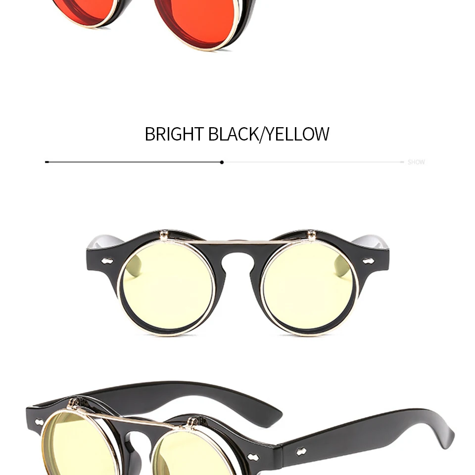 Солнцезащитные очки в стиле ретро, стимпанк для мужчин и женщин классические двойные Флип Круглые Солнцезащитные очки женские паровые панк очки круглые очки