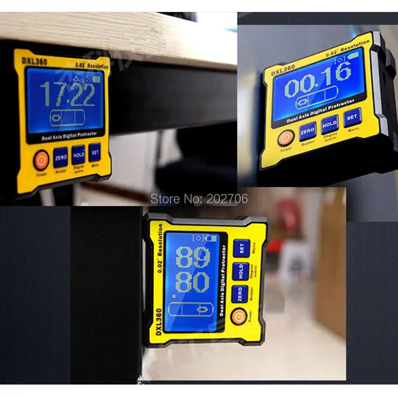 Digital Protractor Inclinometer DXL360 Dual Axis Level measure box Angle ruler Elevation meter
