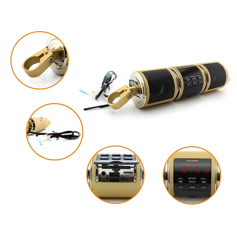

DOITOP Waterproof Motorcycle BlueTooth Speakers Audio Radio Sound System Stereo Speakers MP3 USB Support TF Card With FM Radio